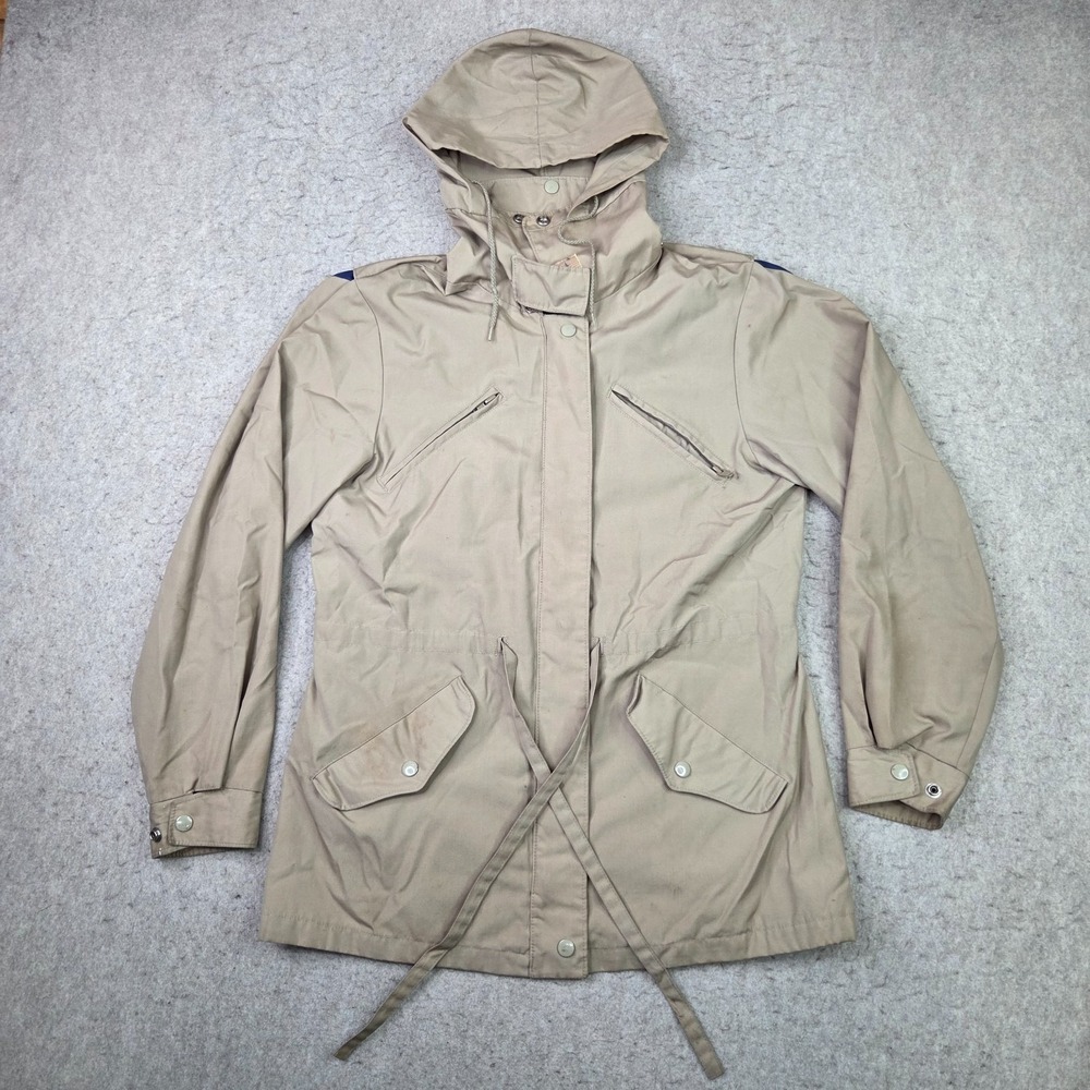 Vintage Fashion Place Sears Jacket Womens 10 Tan Full Zip‎ Hooded Rain Coat
